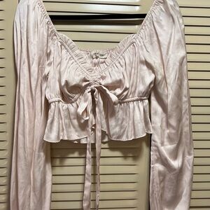 Light Pink Blouse with Tie Front